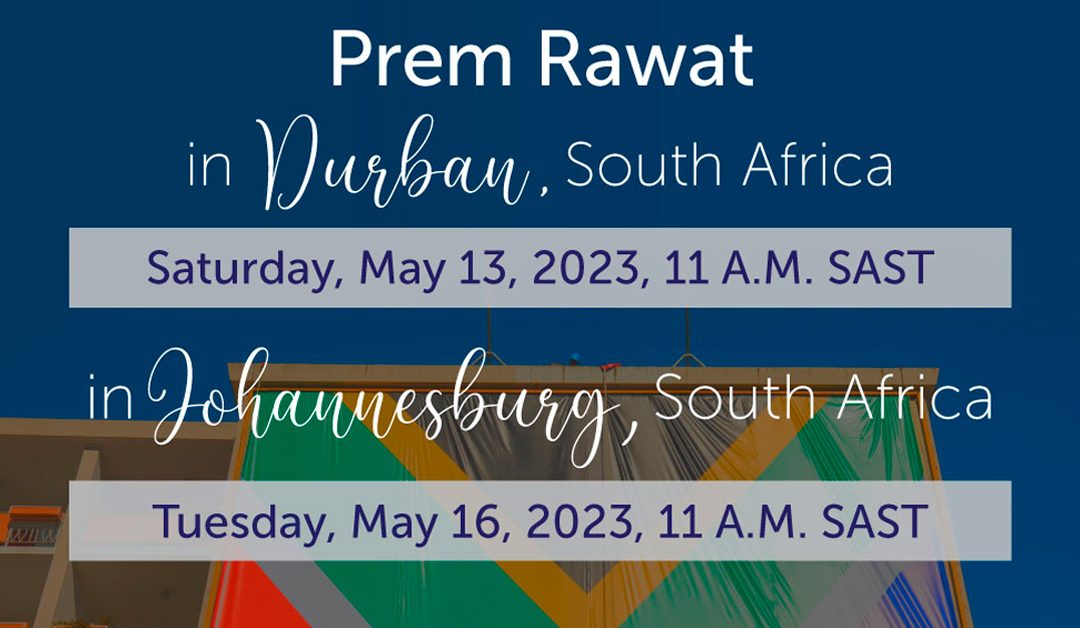 La tournée sud-africaine de Prem Rawat continue par Durban et Johannesburg